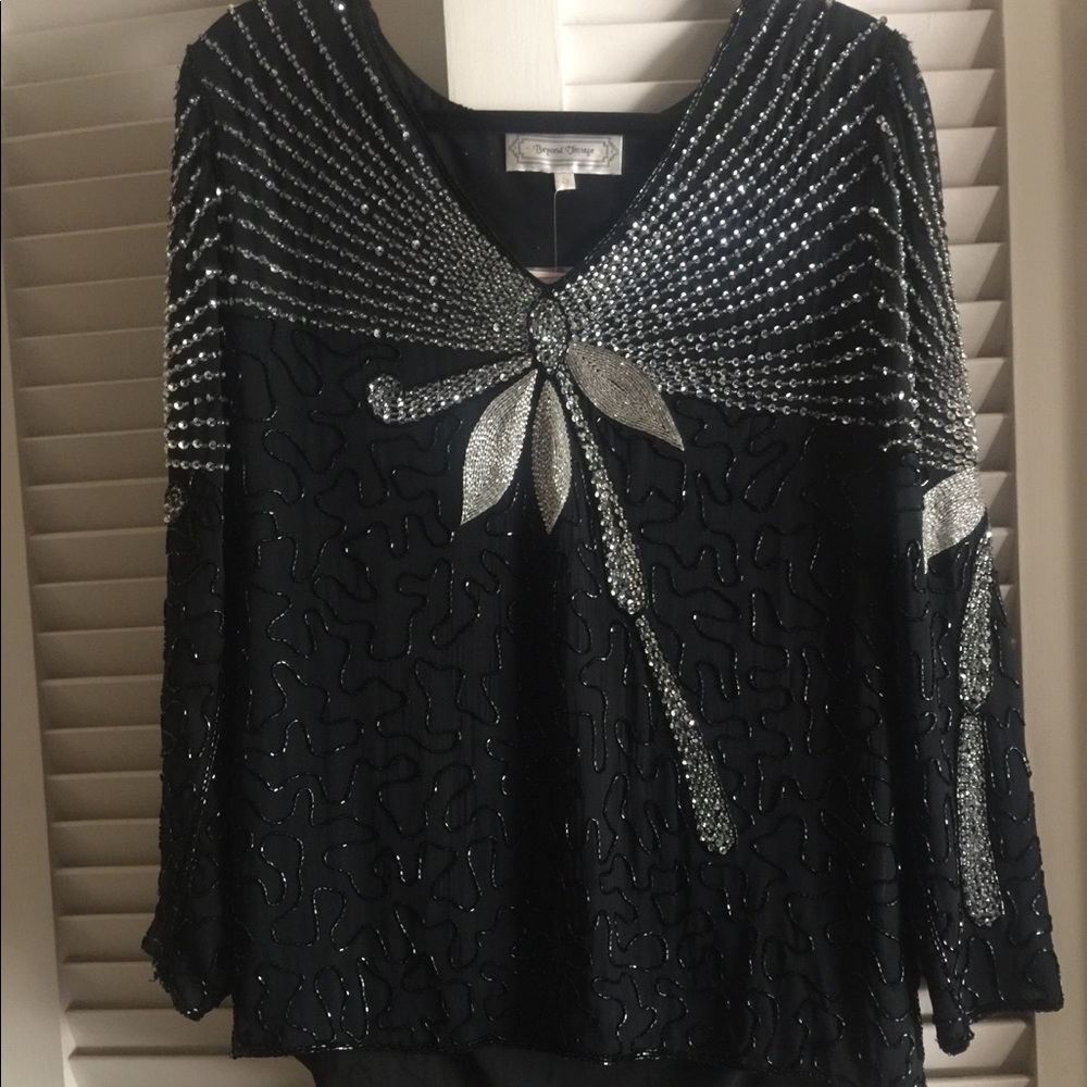 Beyond vintage beaded rhinestone stunning top